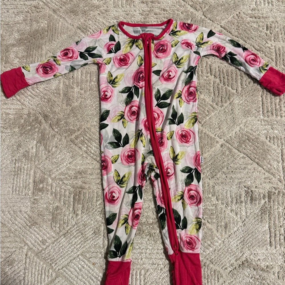 Little Sleepies Pink Rose Kids Footie